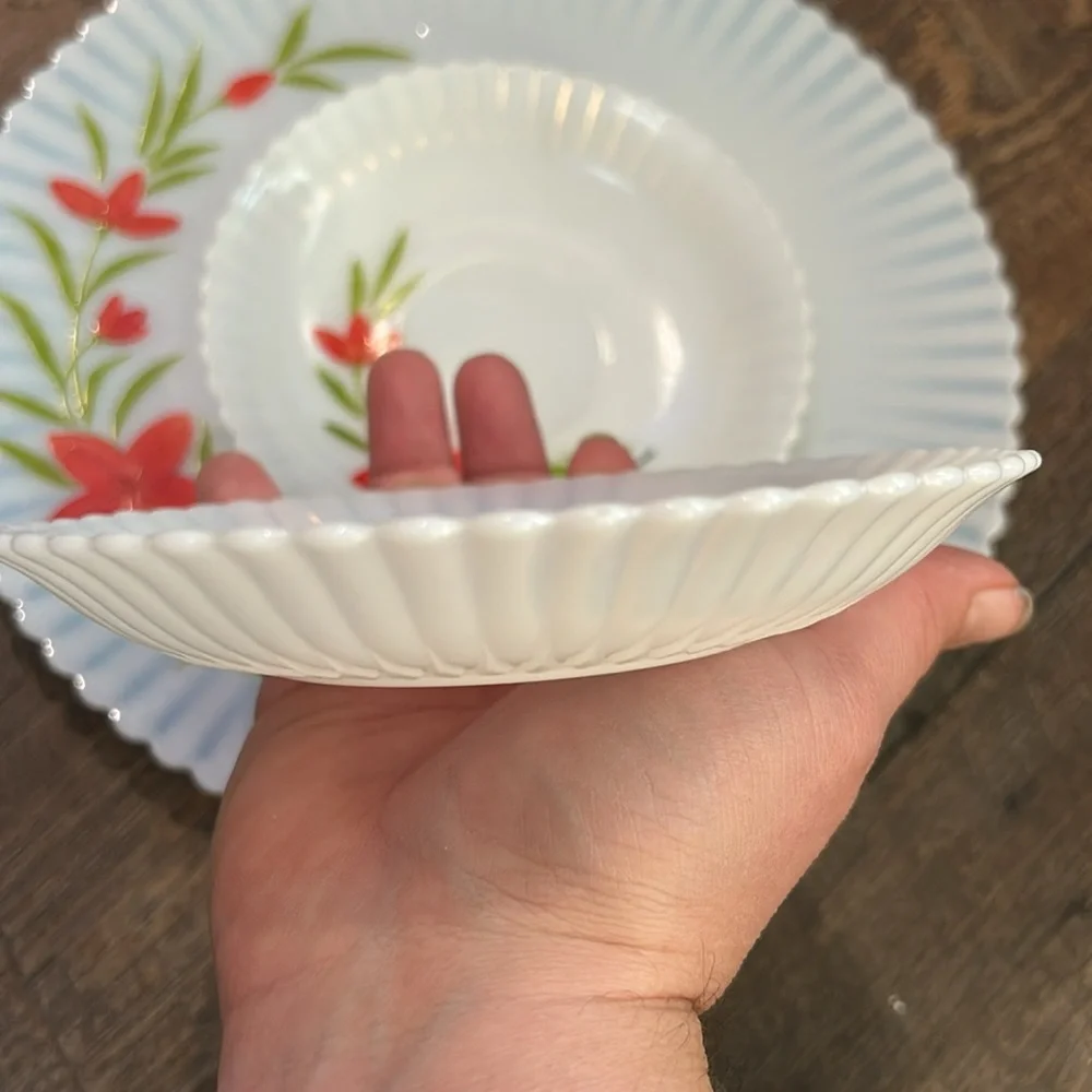 1930's‎ MacBeth-Evans Depression Glass Petalware Florette Cake 2 dessert plates